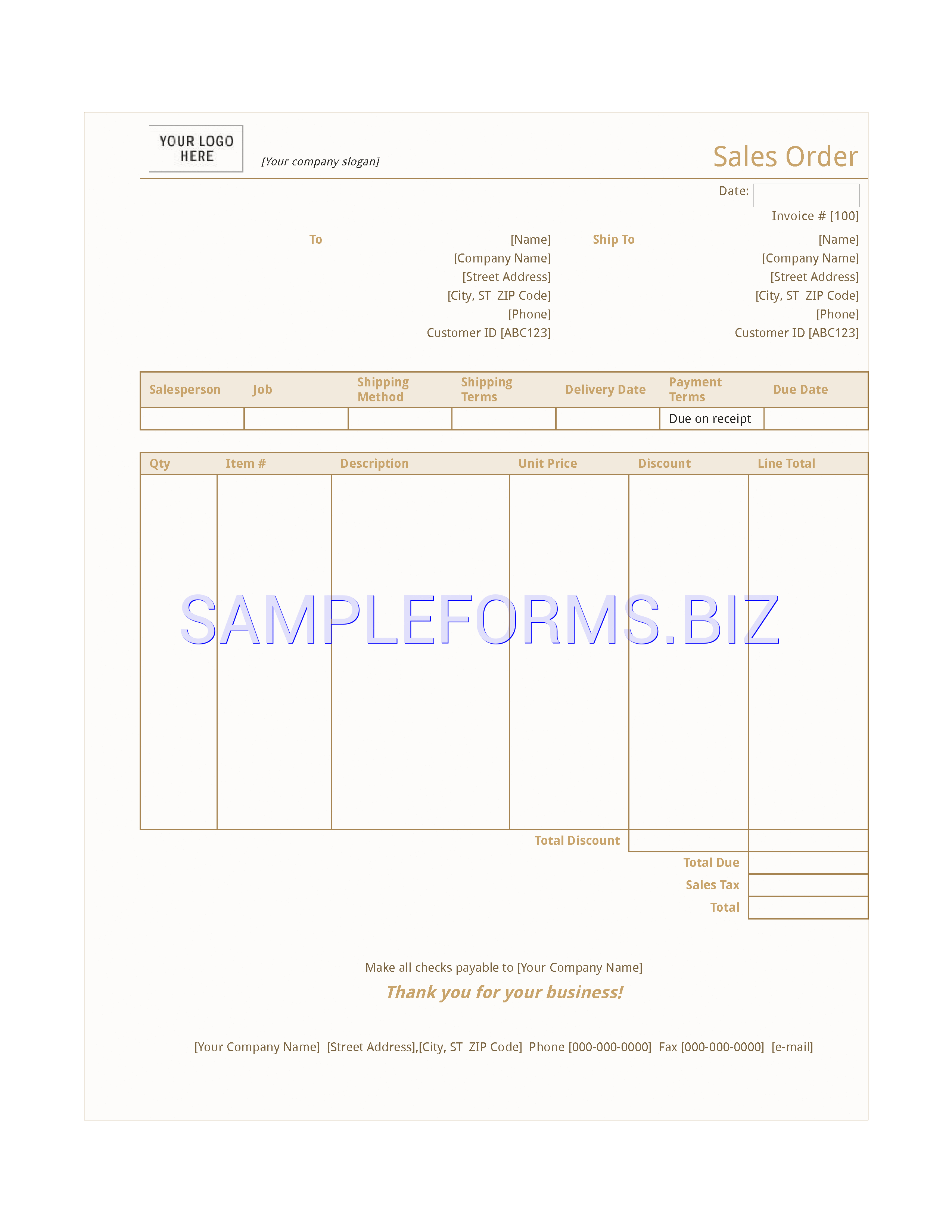 Preview free downloadable Sales Order Template 2 in PDF (page 1)